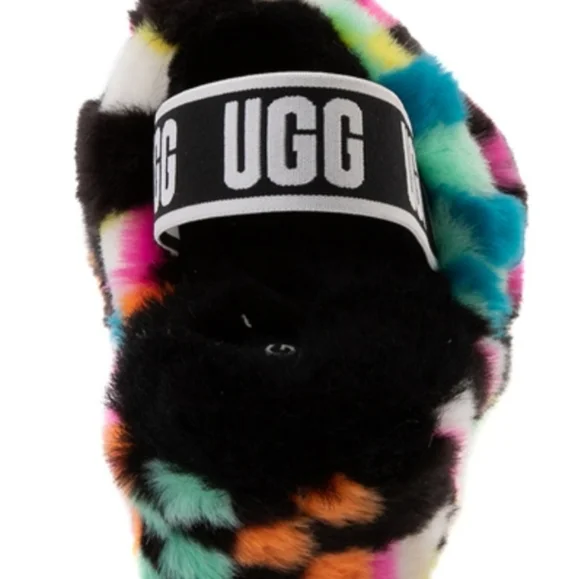 UGG Fluff Yeah Checks Multi Slide  Women Slippers brand New - Picture 3 of 13